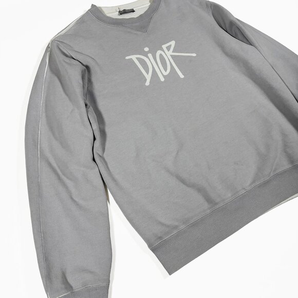 DIOR x Stussy Crewneck Sweatshirt Grey Size M SS21 - Picture 5 of 10